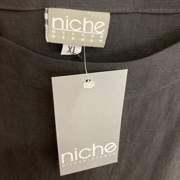 Niche Nilgun Derman XL Black Linen Tunic Top High Low Long Art To Wear Lagenlook - Picture 4 of 8
